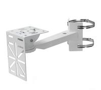 Adjustable Angle Camera Bracket,for Outdoor Security Cameras, Heavy Duty Steel Pole Mount, with 100mm Clamps, Tool-Free Installation, for Various Pole Diameters, White