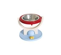 Adjustable Angle Cat Bowl, Ceramic, Red, Wall Mount or Floor Stand | 6.50 x 8.07 in, 1 Piece, for Cats and Small Dogs