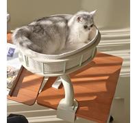 Adjustable Angle Cat Desk Bed with Pet Cushion, Steel Frame Perch for Gaming Desk, Supports Up to 50lbs