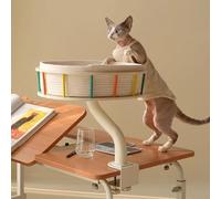 Adjustable Angle Cat Desk Bed with Pet Cushion, Steel Frame Perch for Gaming Desk, Supports Up to 50lbs