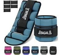 Adjustable Ankle Weights 0.9-3.2kg - BAGAIL Wrist Weights 2 Straps with Detachable Sandbags, Ideal for Strength Training and Fitness Cardio, 0.4-1.6kg Per Strap, 15-31cm Circumference, Blue