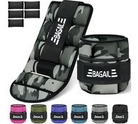 Adjustable Ankle Weights 0.9-3.2kg - BAGAIL Wrist Weights 2 Straps with Detachable Sandbags, Ideal for Strength Training and Fitness Cardio, 0.4-1.6kg Per Strap, 15-31cm Circumference, Camouflage