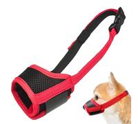 Adjustable Anti Bark Muzzle for Small Dogs - Breathable Mesh Soft Muzzle for Chihuahua (Red, XS)