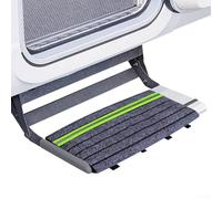 Adjustable Anti Slip RV Step Mat 46x46cm for Camper Stair Entry Polyester Floor Protector with Reflective Strip Easy Clean Pedal Cover (Green)