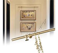Adjustable Antique Brass Picture Hanging Rod - Art Display System with Gold Chain, 2ft-8ft Gallery Rails for Home Decor, Wall Frame Hanger Set (200 cm/78.7 in)