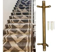 Adjustable Antique Brass Stair Carpet Rods with Finials & Brackets - 12pcs (24in) for Carpet Runners, Ideal for Enhancing Carpeted Staircases