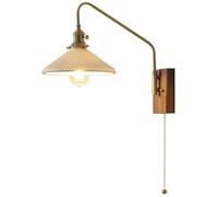 Adjustable Antique d Swing Arm Wall Sconce with Ribbed Glass Shade - Modern Farmhouse Reading Light for Bedroom, Living Room