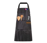 Adjustable Apron Unisex Apron with Pocket Cooking Kitchen Accessories Chef Aprons for Women Men Home Kitchen Butchers BBQ Restaurant (Black Strips)