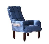 Adjustable Armchair with Sleep Function Padded Chaise Longue Wooden Frame Accent Chair with Side Pockets Cozy Fabric Reading Chair for Living Room & Leisure Use