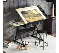 Adjustable Art Craft Desk Set with Stool - Height & Angle Adjustable Artist Workspace for Reading Writing and Crafting - Perfect for Home Office & Creative Projects