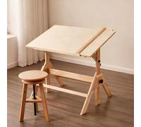 Adjustable Art Drafting Table 90x60CM - Solid Wood Artist Drawing Desk with Large Tilting Top - Ideal Craft Studio Table for Painting Writing and Adult Artists
