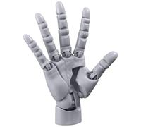 Adjustable Artists Manikin Hand Figure|Articulated Hand Flexible Model with Moveable Joint & Base DIY Friendly PVC Model for Drawing, Painting, Sketching, Grey