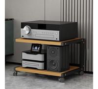Adjustable Audio Stand with Wheels, AV Media Rack for CD/DVD Player, Stereo Cabinet, Home Stereo Storage, Record Player Stand, Entertainment Center, Durable Adjustable AV Component Stand