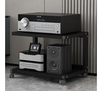 Adjustable Audio Stand with Wheels, AV Media Rack for CD/DVD Player, Stereo Cabinet, Home Stereo Storage, Record Player Stand, Entertainment Center, Durable Adjustable AV Component Stand
