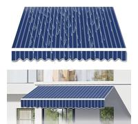 Adjustable Awning Replacement Fabric, 300gsm Heavy-Duty Polyester with PU Coating, Waterproof Sun Shade Canopy for Patio, Garden, Balcony,Blue Stripes,3.5x2m
