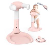 Adjustable Baby Shower Stand with Anti-Slip Base, Baby Shower Stand, Bath Shower Standing Support for Baby, Portable Bath Helper for Infants for Kids Infants Toddlers 8-36 Months (Pink)