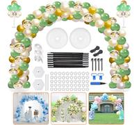 Adjustable Balloon Arch Kit, 10 Ft Reusable Balloon Arch Stand Set, with 2 Water Fillable Base and 50 Balloon Clips and Bendable Fiber Rod, For Wedding Graduation Birthday Decoration