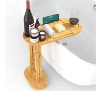 Adjustable Bamboo Bathtub Tray Table - Independent Luxury Spa Bath Caddy Wall Shelf for Home Use Perfect for Relaxation and nization
