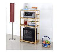 Adjustable Bamboo CPU and Printer Stand 4-Tier PC Tower with Open Shelves Storage Solution for Home Office Natural Finish (51 x 26 x 105 cm) Perfect CPU Holder