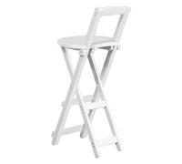 Adjustable Bamboo Folding Bar Stool with Backrest & Footrest Portable High Chair for Breakfast Lightweight & Compact Design Height 45/63/75cm White Color