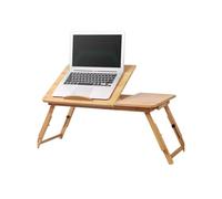 Adjustable Bamboo Folding Nightstand - Portable Laptop Desk and Breakfast Tray - Compact Bedside Table for Small Spaces with Tilt Feature