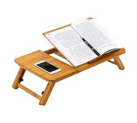Adjustable Bamboo Folding Table Laptop Bed Desk Multifunctional Easy Storage Dining Table Reading Tray for Bedroom Living Room Balcony Natural 50×30cm