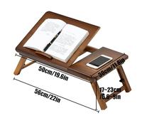 Adjustable Bamboo Folding Table Laptop Desk for Bed Multi Functional Easy Storage Dining Table Reading Tray for Bedroom Living Room Balcony Brown 50x30cm