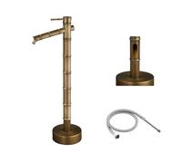 Adjustable Bamboo Gar Hydrant with Brass Faucet Antifreeze Outdoor Water Column for & Patio Bronze Finish 7 Sections Side Water Inlet