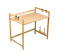 Adjustable Bamboo Microwave Rack Kitchen Shelf with 4 Hoo and Cutting Board Holder, 52 x 30 x 35 cm, Space-Saving Sto Solut for nizing Kitchen tials