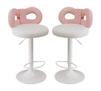 Adjustable Bar Chairs with Lambswool Bow Backrest, Hydraulic Seat for Breakfast Bar Counter Kitchen, Swivel Bar Stools for Living Room/Office/Pub/Cafe