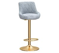 Adjustable Bar Stools, Bar Chairs Counter Barstool with Backrest and Footrest, Breakfast Dining Stools for Kitchen Island, Counter Bar Stools, White Velvet Seat+ Gold Metal Legs (Grey S)