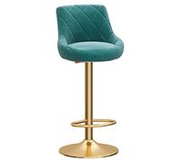 Adjustable Bar Stools, Bar Chairs Counter Barstool with Backrest and Footrest, Breakfast Dining Stools for Kitchen Island, Counter Bar Stools, White Velvet Seat+ Gold Metal Legs (Green S)