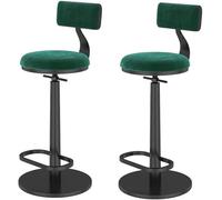 Adjustable Bar Stools Set of 2 with Swivel Backrest, Counter Height 65-80 cm, Upholstered Seat, Grey & Black, Perfect for Kitchen, Dining Room, Home Bar