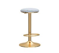 Adjustable Bar Stools, Swivel Barstools for Kitchens, Velvet Seat, Gold Metal Legs, Adjustable Height 65-80cm, Black (Grey Seat Hight:75cm)