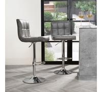 Adjustable Bar Stools x 2 Faux Leather Swivel Seat Kitchen Counter Chair OHS Light Grey One Size