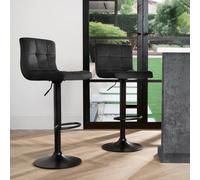 Adjustable Bar Stools x 2 Velvet Swivel Pub Seat Kitchen Breakfast Counter Chair OHS Black One Size