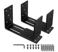 Adjustable Barricade Brackets (2pcs) - Drop Open Bar Holder for Security Door Reinforcement Steel U Bracket for Outswing and Inswing Doors or Gates