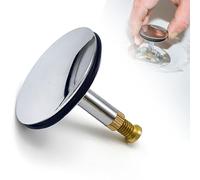 Adjustable Bath Plug with Screw 43mm Cover Pop-Up Bathtub Chock Plug Heavy Duty Brass Chrome Bathtub Plug 8mm Pole Bath Tub Plug for UK Standard Bathtub