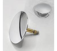 Adjustable Bath Plug with Screw 72mm Cover Pop-Up Bathtub Chock Plug Chrome Plated Metal Bathtub Plug Bath Tub Waste Sprung Plugs 8mm Pole Bath Tub Plug for UK Standard Bathtub