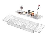 Adjustable Bath Tray Caddy | Extendable Shelf Over Tub | Storage Organiser | Bathtub Accessories for Home Spa Relaxing