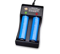Adjustable Battery Charger with USB Smart Universal 2-Bay Charger Universal Lithium 18650 Battery Charger for 3.7V Li-ion 10440 14500 16340 16650 14650 13350 18500 18650 26650