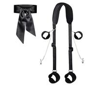 Adjustable BDSM Bondage Restraints Kit with Satin Blindfold, Soft Wrist & Ankle Cuffs, Neck Strap and Nipple Clamps Adult Sex Toys Bedroom Accessory for Couples Intimate Play