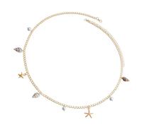 Adjustable Beach Wedding Waist Chain with Pearls Seashells Starfishly Decor for Women Poolside Party Belly Jewelry Beach Waist Chain