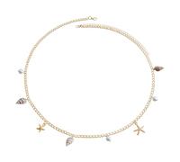 Adjustable Beach Wedding Waist Chain with Pearls Seashells Starfishly Decor for Women Poolside Party Belly Jewelry Beach Belt