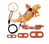 Adjustable Bearded Dragon Leash Harness,3 Size Pack Soft Leather Harness Lizards Leash with Wing for Small Medium and Large Lizard Reptiles Amphibians Animals (Orange)