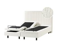Beliani Adjustable Bed Boucle DUKE II 160 x 200 cm (EU King Size) Off-White, White