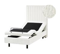 Adjustable Bed Boucle CASTELLAN 80 x 200 cm (EU Small Single) Off-White