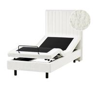 Adjustable Bed Boucle CASTELLAN 90 x 200 cm (EU Single) Off-White