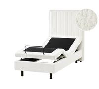 Beliani Adjustable Bed Boucle DUKE II 80 x 200 cm (EU Small Single) Off-White, White