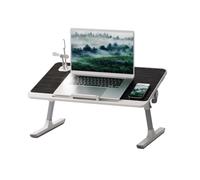 Adjustable Bed Laptop Table with USB Light and Fan,Portable Standing Laptop Ttary for Bed, Sofa Couch Lap Desk Notebook Computer Stand for Working, Reading, Writing and Eating (Black)